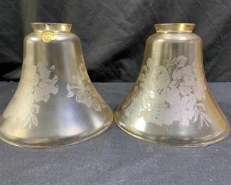 2 Vianne amber iridescent etched glass shades
