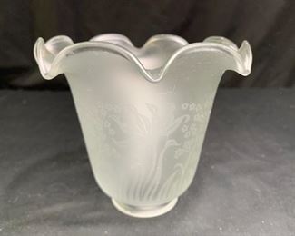 Frosted, etched, ruffled edge glass shade
