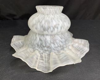 White and satin frosted & speckled art glass shade
