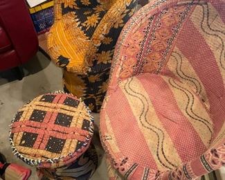 Kantha Fabric Chairs Footstool