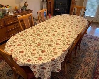Beautiful dining room table with seating room for 10 comes with six chairs