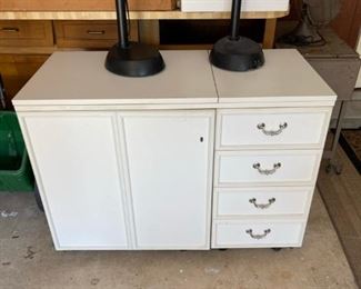 Vintage sewing machine cabinet,  tons of storage!