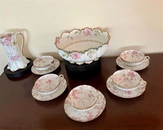 Limoges Porcelain Charles Haviland Bowl Pitcher Teacups & saucers
