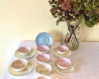 RARE Limoges Lustreware demitasse cups & saucers 
