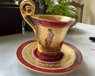 ROYAL VIENNA HP Heavy Gilt Portrait Demi-Tasse Artist signed!