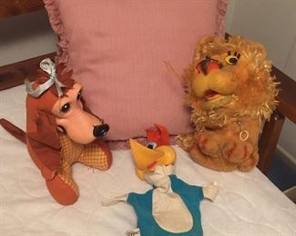 Vintage Mattel pull strings toys- Larry The Lion, T-Bone and Woody Woodpecker. 