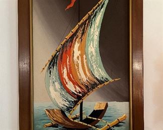 MCM Nautical oil on canvas signed by Fairchild (pr)