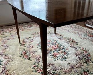 Broyhill Sculptra Walnut MCM dining table with 2 leaves  66"L x 40"W x 30"H - 2 additional leaves 12"L each