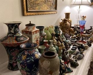 Huge collection of Cloisonne vases and figures