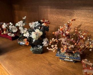 HUGE collection vintage of jade agate miniature trees & flowers
