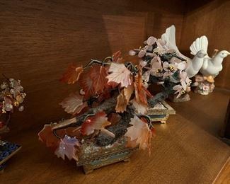 HUGE collection vintage of jade agate miniature trees & flowers