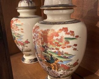 Vintage ceramic asian urns