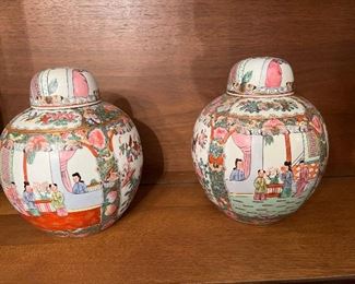 Vintage hand-painted asian ginger jars