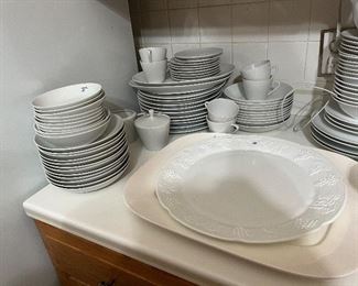 Large supply of platters, cups and dishes