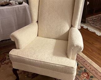 Wingback linen armchair (pair)