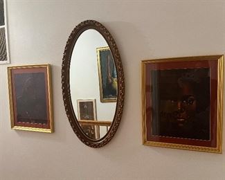 Vintage mirrors and artwork