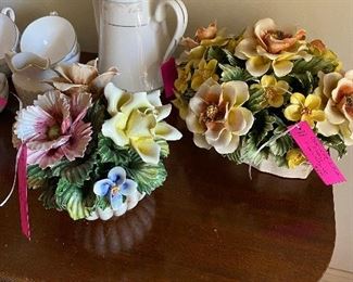 Capodimonte porcelain flower arrangements (Italy)