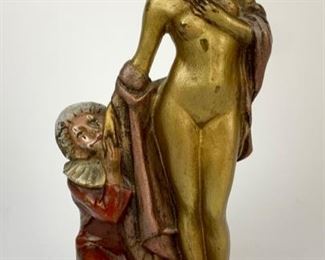 Signed Titze Austrian Bronze "Nude & Clown"