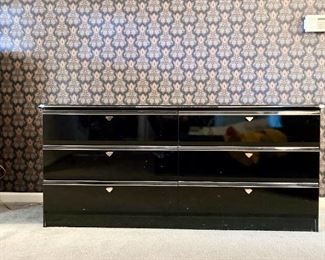 Retro Black & Gold Lacquered Dresser