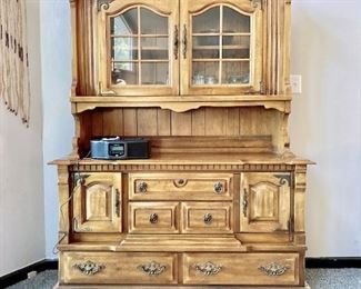 Farmhouse China Cabinet (two separate pieces - use the bottom as a sideboard and use the top in the kitchen to extend your cabinet space - just rest on your counters)