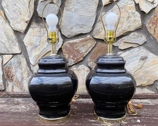 Retro Post Modern Black and Gold Lamps