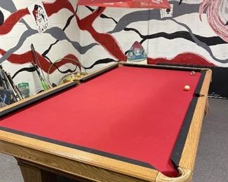 Regulation 9' Billiards Table with custom red felt