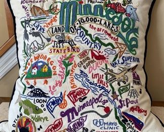 Minnesota Embroidered Catstudio State Pillow