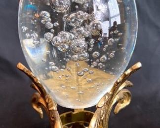 Vintage HandBlown Glass Bubble on Brass Stand
