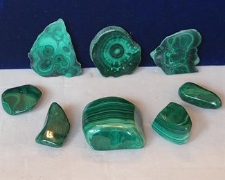 8 Polished Malachite 3 Slabs, 5 Stones