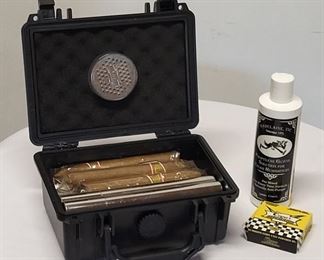 2 New Cigars, Humidor, Flask, Humidification Unit