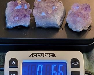 3 Amethyst Geodes 6.6oz Total Weight
