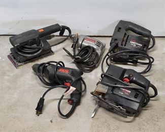 5 Power Tools Drill, Craftsman Sabre Saws, Porter Cable, Sander