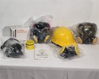 5 Respirators, Replacement Filters, Hardhat