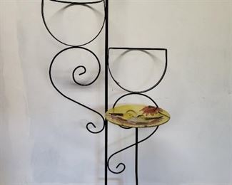 Glass Birdbath Iron Plant Stand