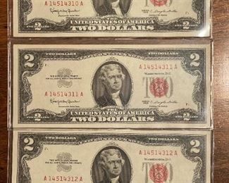 Sequentially Numbered $2 Red Seal Notes