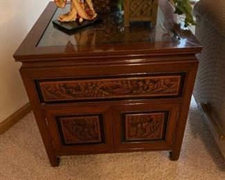 Vintage Chinese Carved Side Cabinet / Table