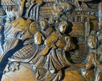 Vintage Chinese Carved Side Cabinet / Table