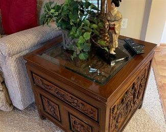 Vintage Chinese Carved Side Cabinet / Table
