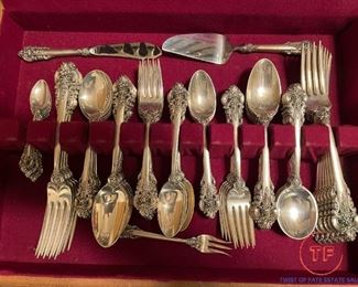 Wallace Sterling SILVER Flatware Set - Grand Baroque Pattern