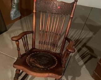 Fancy w/Leather Seat Rocking Chair
