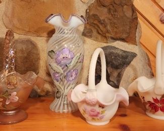 Fenton Glass Baskets and Vase