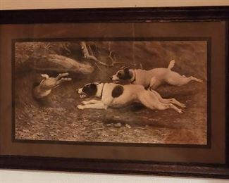 Antique Jack Russell Hunting Picture