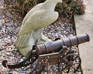 Cast Iron Cannon and Concrete Eagle