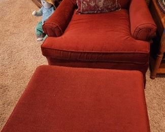 Rust Colored Comfy Chair and Footstool