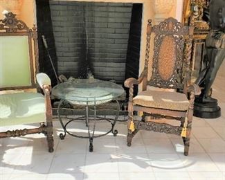 Antique hall chairs