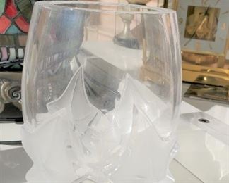 Lalique crystal vase, signed