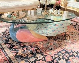 Most unusual Glenn Sherman peacock coffee table