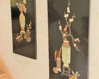 Chinese lacquered wall plaques