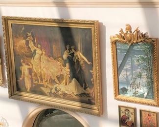 Antique painting of women. M.C. Haywood. (Has damages)