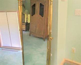 Brass cheval mirror